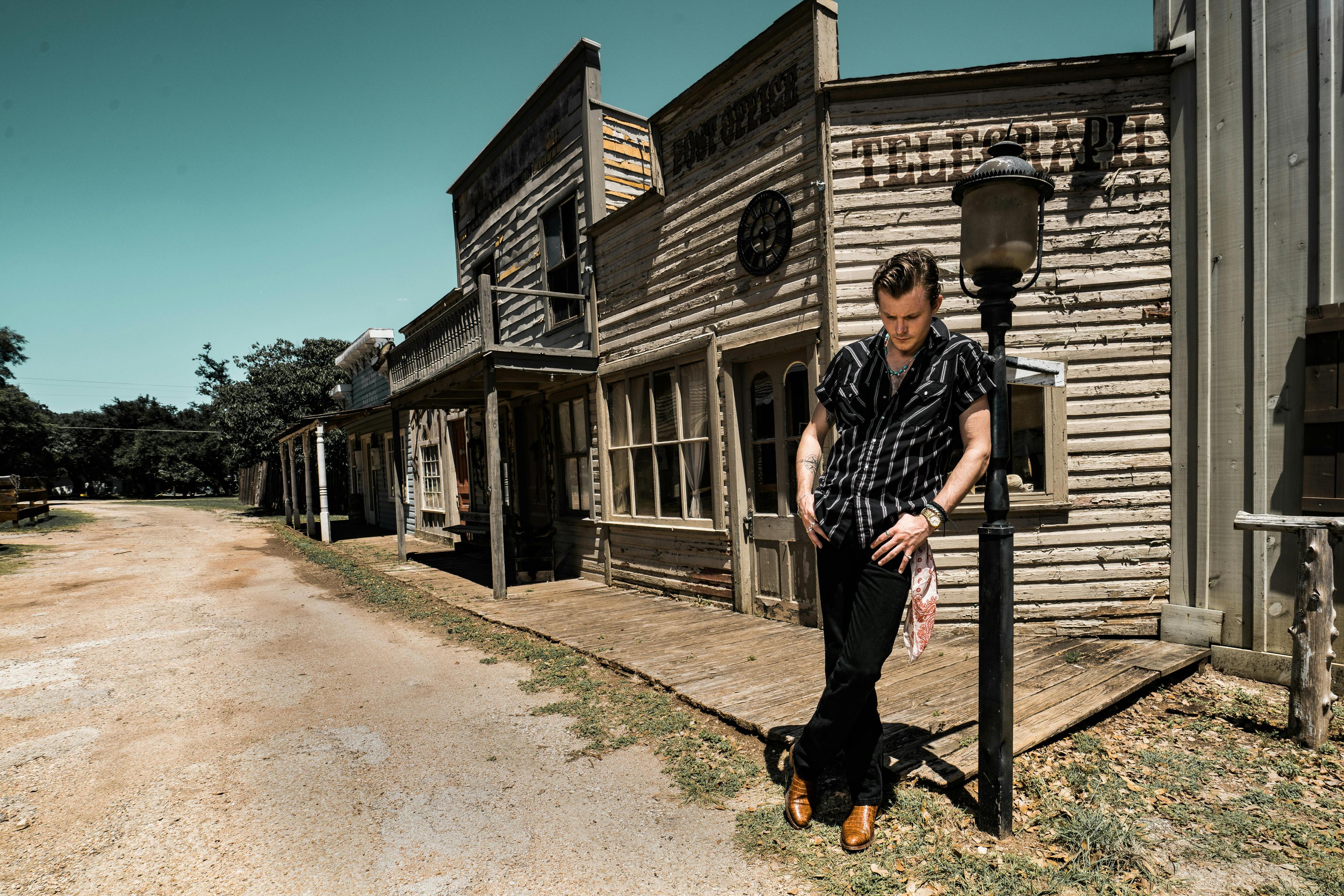 Saloon interior with wagon wheel chandeliers
